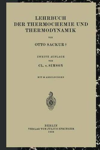 Cover image for Lehrbuch Der Thermochemie Und Thermodynamik