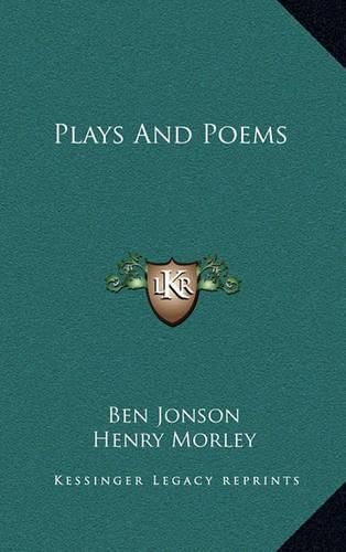 Cover image for Plays and Poems