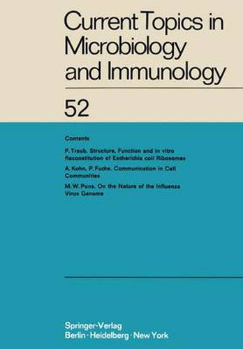 Current Topics in Microbiology and Immunology: Ergebnisse der Mikrobiologie und Immunitatsforschung