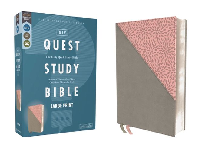 Cover image for NIV, Quest Study Bible, Large Print, Leathersoft, Gray/Pink, Comfort Print