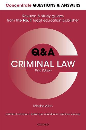 Cover image for Concentrate Questions and Answers Criminal Law: Law Q&A Revision and Study Guide