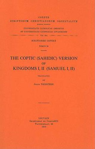 Cover image for The Coptic (Sahidic) Version of Kingdoms I, II (Samuel I, II): V.