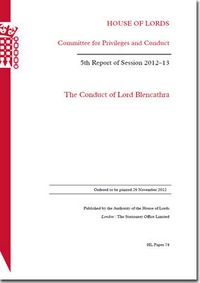 Cover image for The conduct of Lord Blencathra: 5th report of session 2012-13
