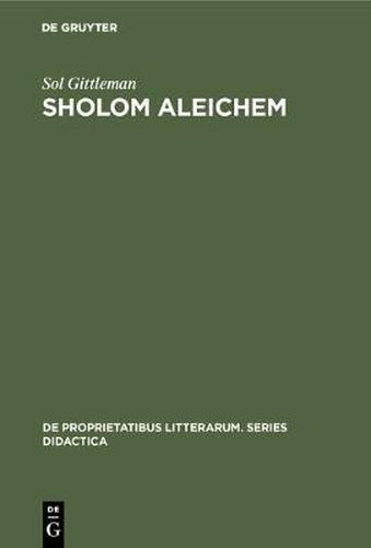 Cover image for Sholom Aleichem: A Non-Critical Introduction