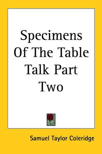 Cover image for Specimens Of The Table Talk Part Two