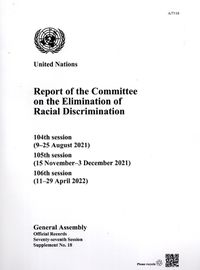 Cover image for Report of the Committee on the Elimination of Racial Discrimination, Seventy-seventh Session