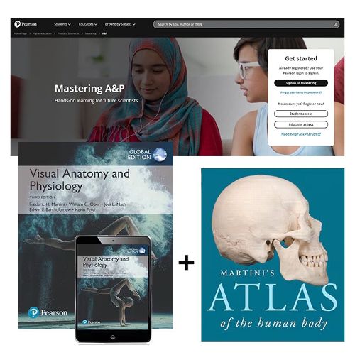 Cover image for Visual Anatomy & Physiology, Global Edition + Atlas of the Human Body + Mastering A&P with eText