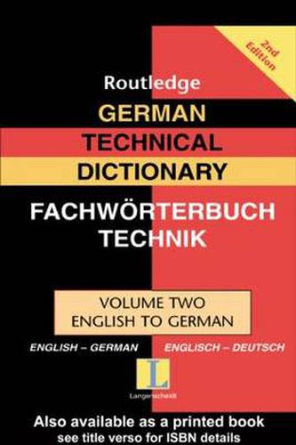 Cover image for German Technical Dictionary (Volume 2)