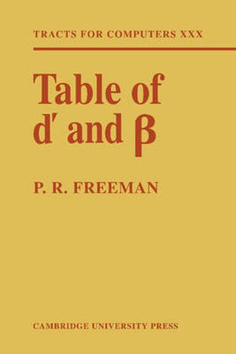 Cover image for Table of d' and  