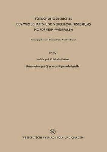 Cover image for Untersuchungen UEber Neue Pigmentfarbstoffe