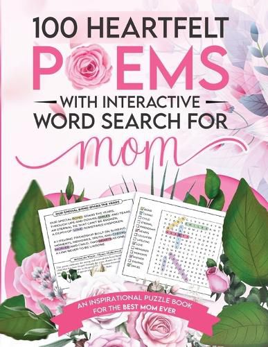 Cover image for 100 Heartfelt Poems with Interactive Word Search for Mom