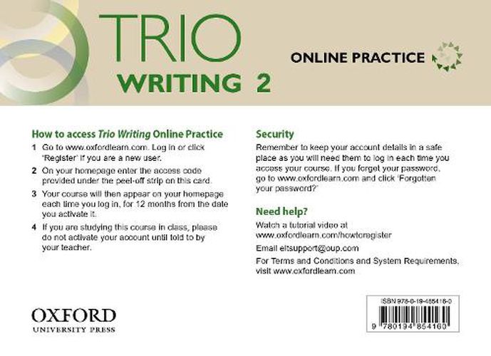 Cover image for Trio Writing: Level 2: Online Practice Student Access Card: Building Better Writers...From The Beginning