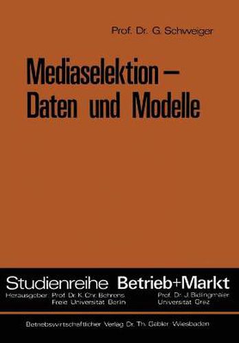 Cover image for Mediaselektion -- Daten Und Modelle