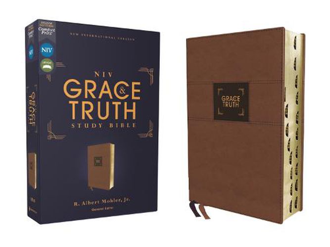 NIV, The Grace and Truth Study Bible, Leathersoft, Brown, Red Letter, Thumb Indexed, Comfort Print