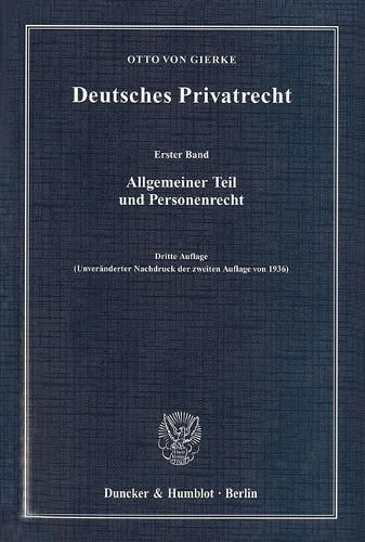 Cover image for Deutsches Privatrecht: Erster Band: Allgemeiner Teil Und Personenrecht
