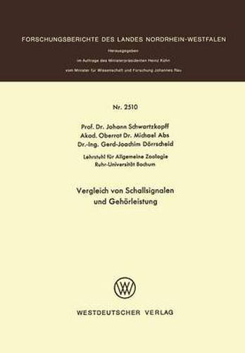 Cover image for Vergleich Von Schallsignalen Und Gehoerleistung