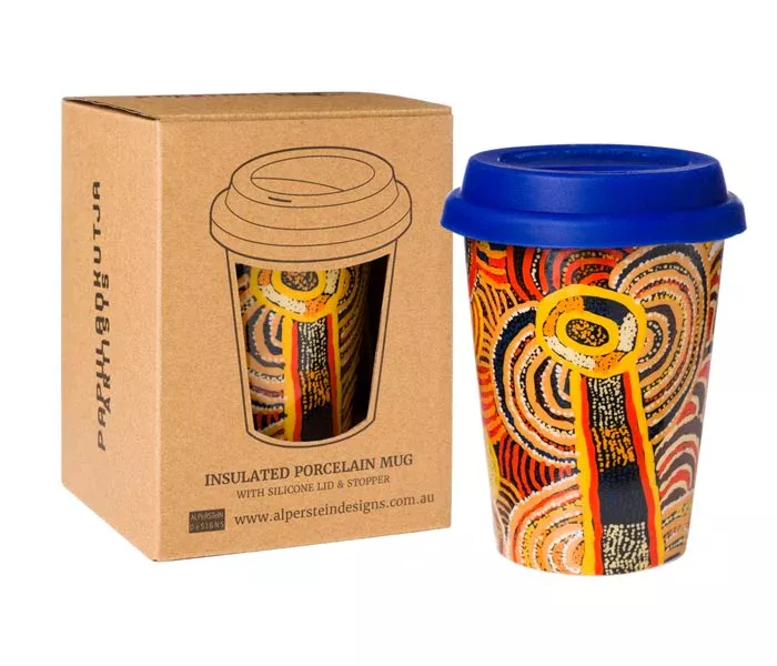 Insulated Porcelain Mug Indigenous Design by Nora Davidson