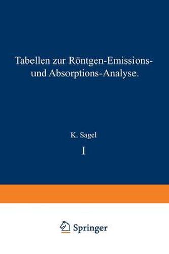 Cover image for Tabellen zur Roentgen-Emissions- und Absorptions-Analyse