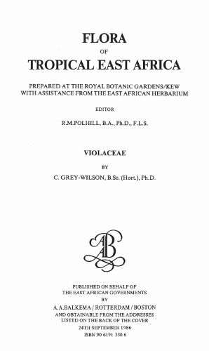 Cover image for Flora of Tropical East Africa - Violaceae (1986)