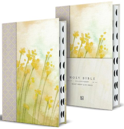 Cover image for KJV Holy Bible, Giant Print Large format, Hardcover Yellow with Flowers with Ribbon Marker, Red Letter, and Thumb Index