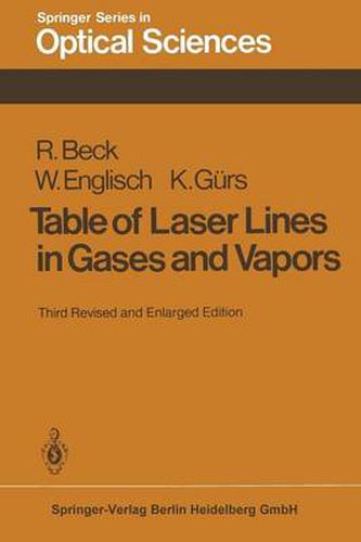 Cover image for Table of Laser Lines in Gases and Vapors