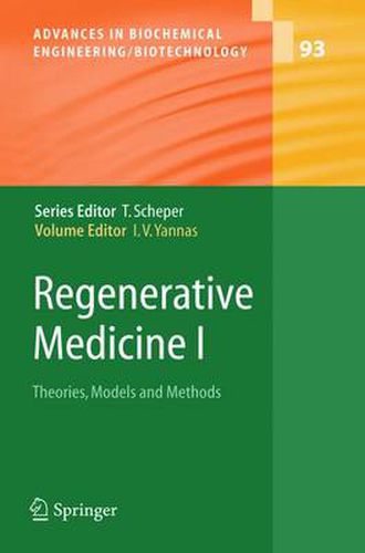 Cover image for Regenerative Medicine I: Theories, Models and Methods