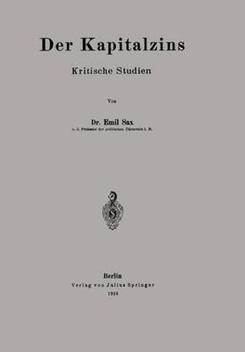 Cover image for Der Kapitalzins: Kritische Studien