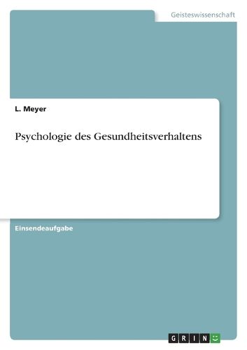 Cover image for Psychologie des Gesundheitsverhaltens