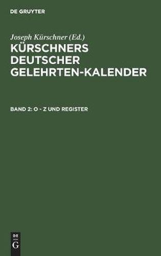 Cover image for O - Z Und Register