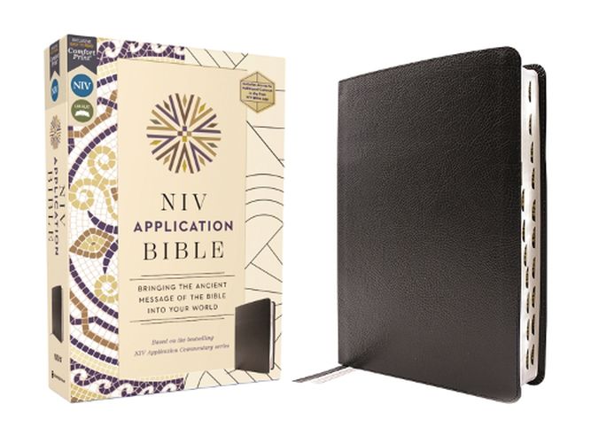 NIV Application Bible, European Bonded Leather, Black, Red Letter, Thumb Indexed, Comfort Print