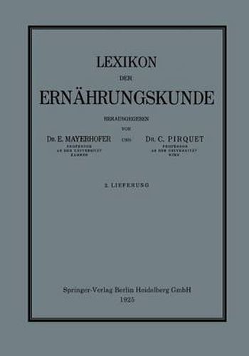 Cover image for Lexikon Der Ernahrungskunde