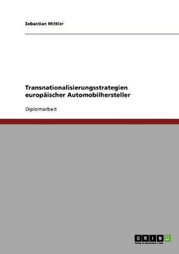 Cover image for Transnationalisierungsstrategien europaischer Automobilhersteller