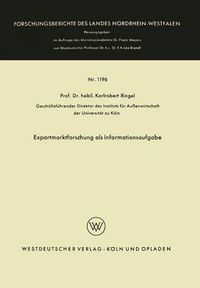 Cover image for Exportmarktforschung ALS Informationsaufgabe