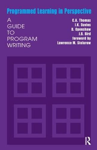 Cover image for Programmed Learning in Perspective: A Guide to Program Writing