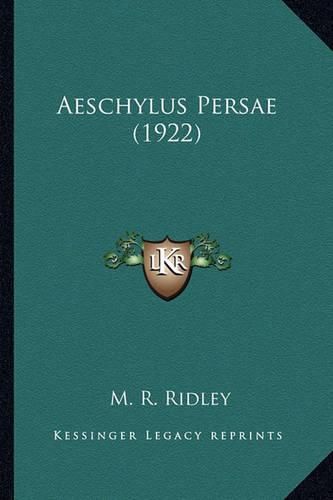 Cover image for Aeschylus Persae (1922)