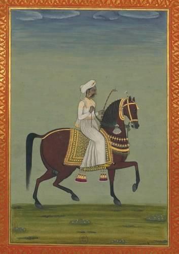 Carnet Blanc, Prince Indien A Cheval, Miniature 18e