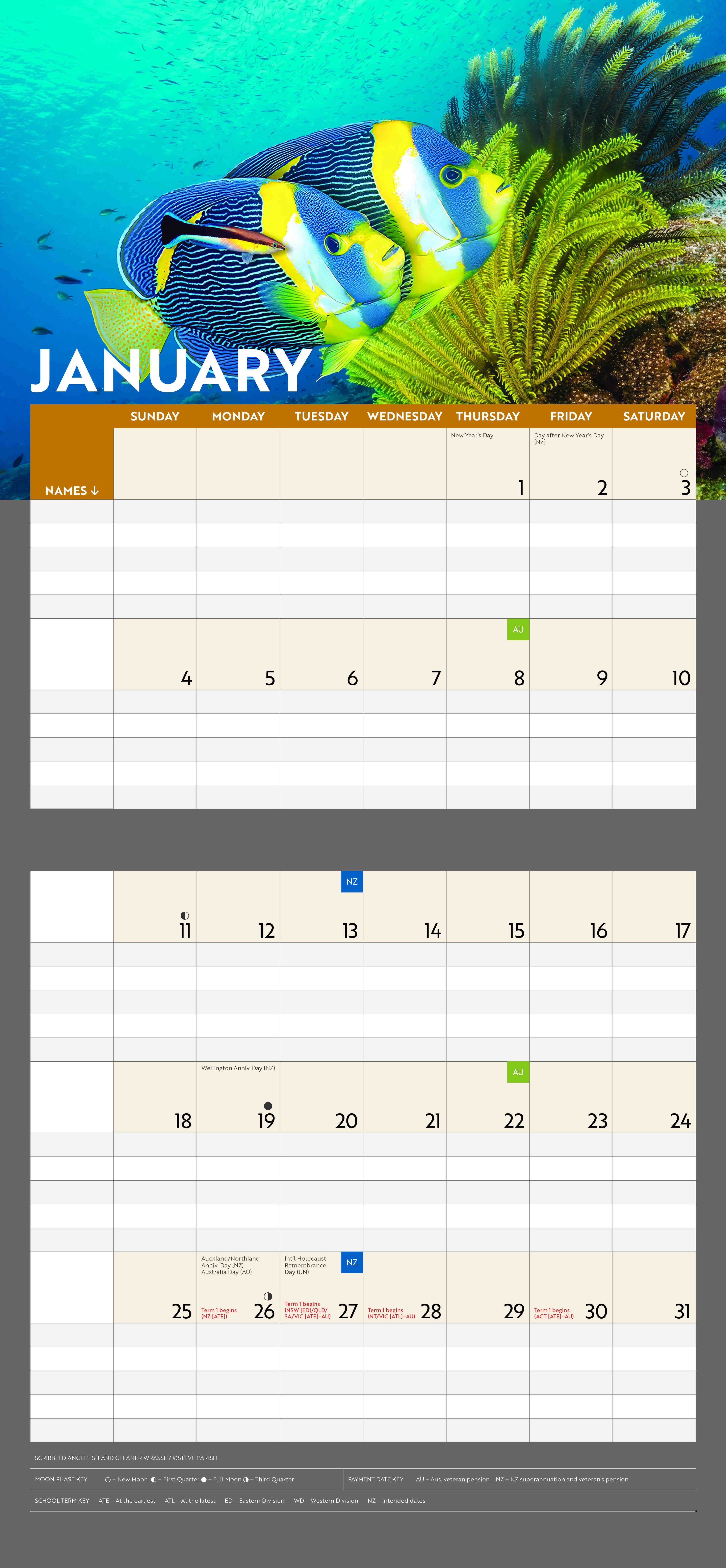 Australian Wildlife Parish Org. 2026 Square Calendar