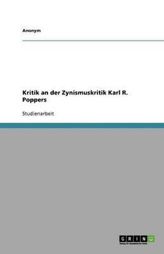 Cover image for Kritik an Der Zynismuskritik Karl R. Poppers