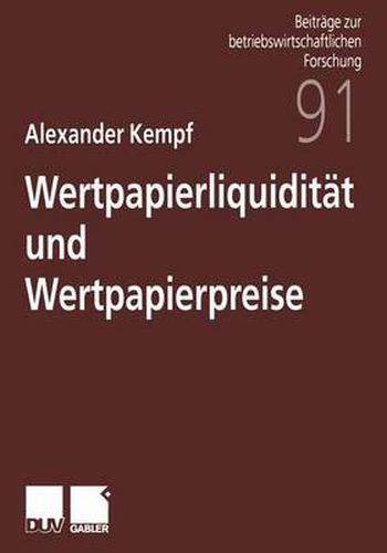 Cover image for Wertpapierliquiditat und Wertpapierpreise