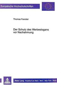 Cover image for Der Schutz Des Werbeslogans VOR Nachahmung