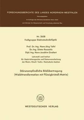 Cover image for Stoerunempfindliche Bildubertragung: Walshtransformation Mit Flussigkristall-Matrix