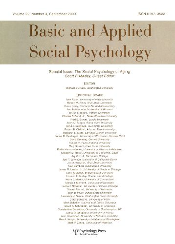 Cover image for Special Issue: The Social Psychology of Aging: A Special Issue of basic and Applied Social Psychology