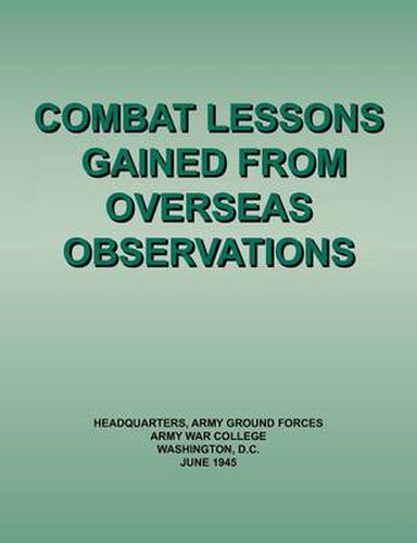 Cover image for Combat Lessons Gained from Overseas Observation