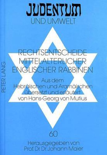 Cover image for Rechtsentscheide Mittelalterlicher Englischer Rabbinen