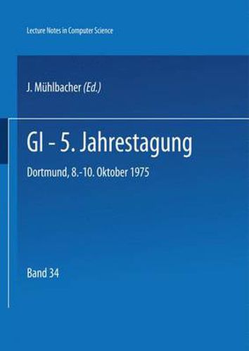 Cover image for GI - 5. Jahrestagung: Dortmund, 8.-10. Oktober 1975