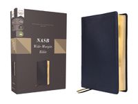 Cover image for NASB, Wide Margin Bible, Genuine Leather, Calfskin, Navy, Red Letter, 1995 Text, Comfort Print