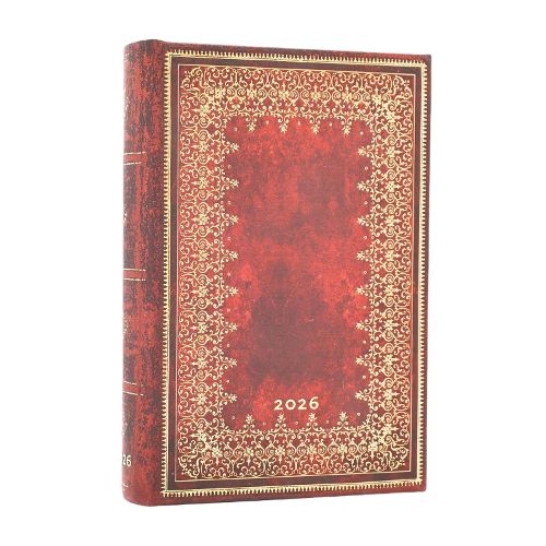 Cover image for 2026 Foiled (Old Leather Collection) Mini 12-month Day-at-a-Time Hardcover Flexi Dayplanner 2026 (Elastic Band Closure)