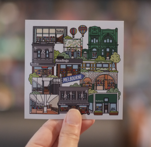 Cover image for Readings x Lawz Drawz Magnet 100mm x 100mm