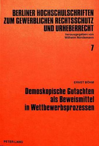 Cover image for Demoskopische Gutachten ALS Beweismittel in Wettbewerbsprozessen