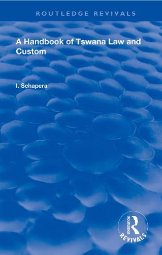 Cover image for A Handbook of Tswana Law and Custom